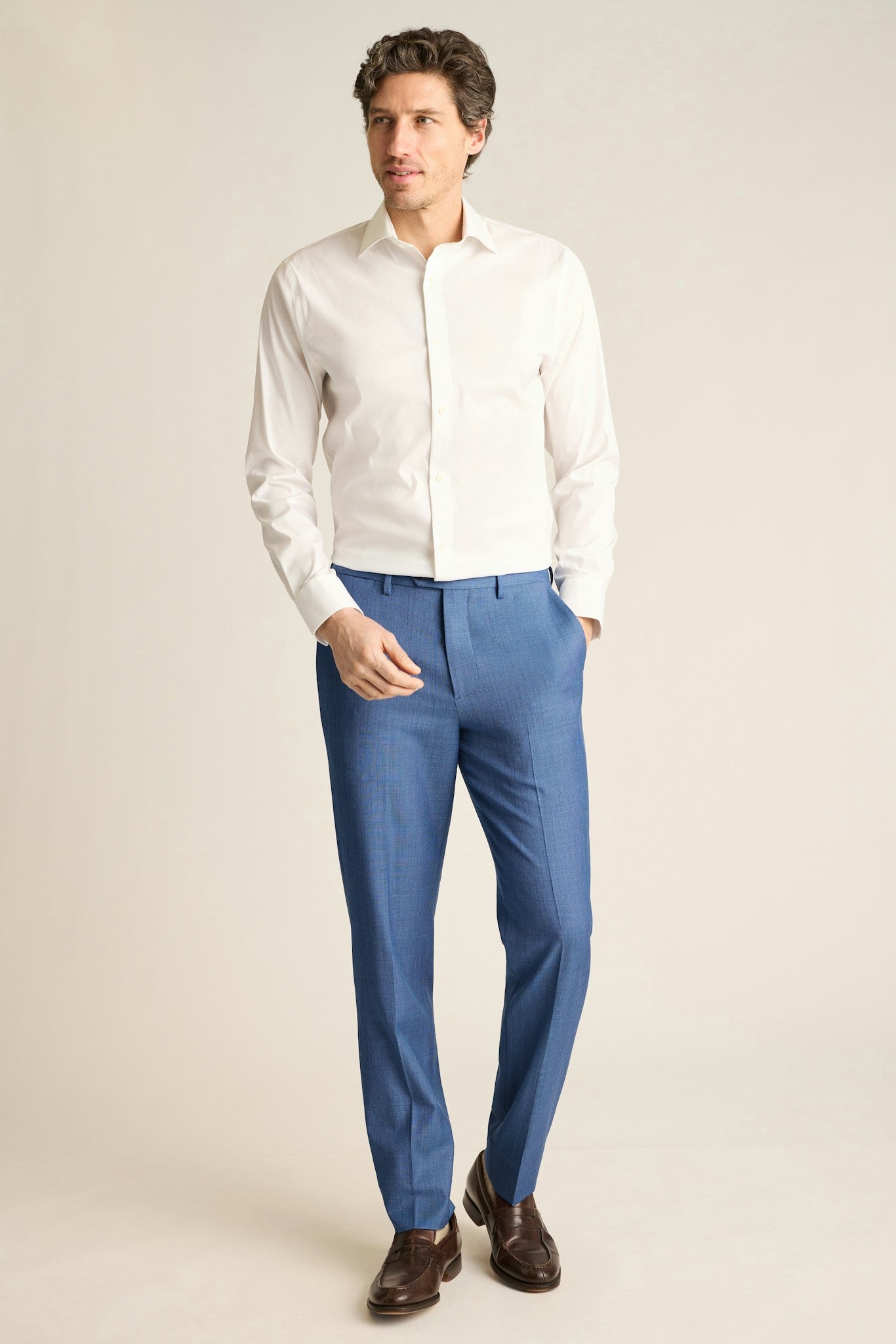 Weekday Warrior Wool Dress Suit Pants Tailored for Men by Bonobos - Dusty Cornflower Blue Nailhead