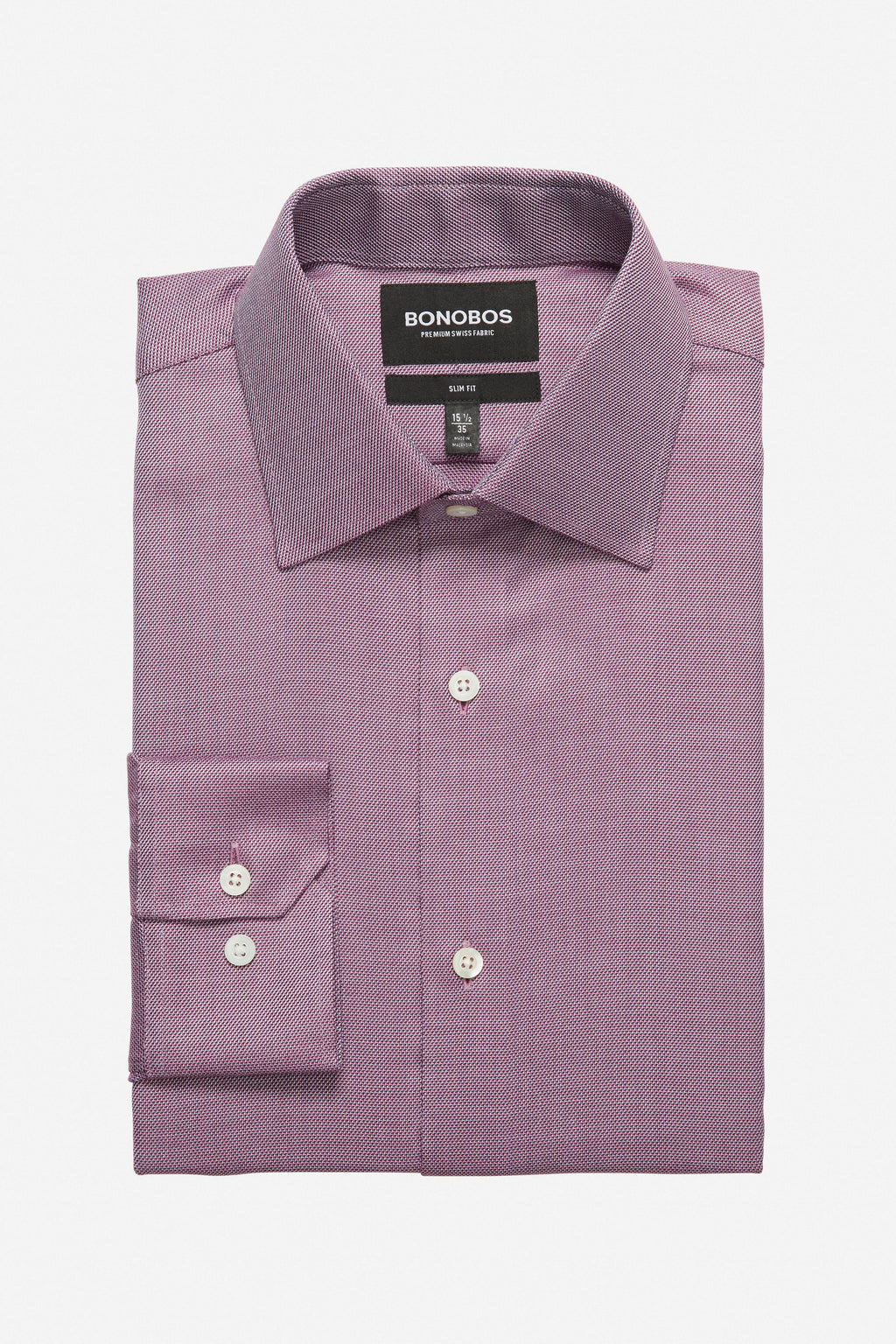 Swiss Performance Dress Shirt - textured burgundy