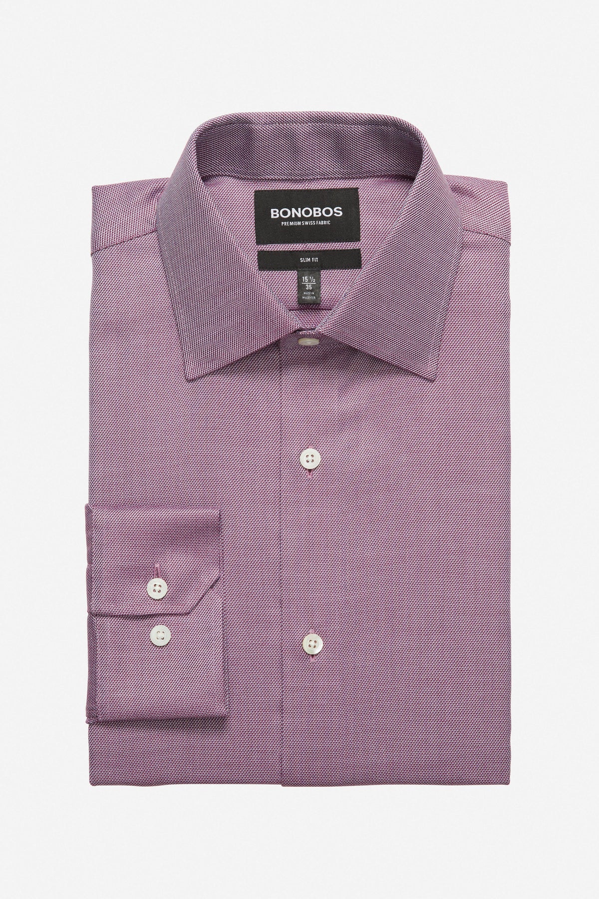 Swiss Performance Dress Shirt - textured burgundy