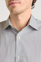 Jetsetter Stretch Dress Shirt - olive grey stripe