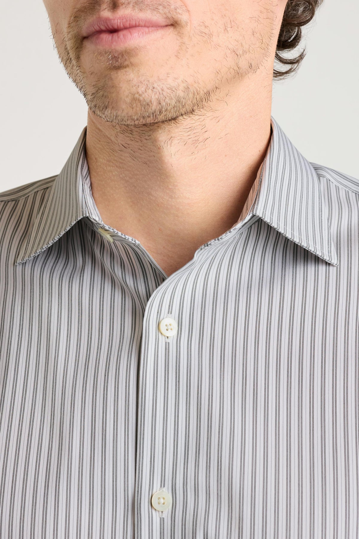Jetsetter Stretch Dress Shirt - olive grey stripe