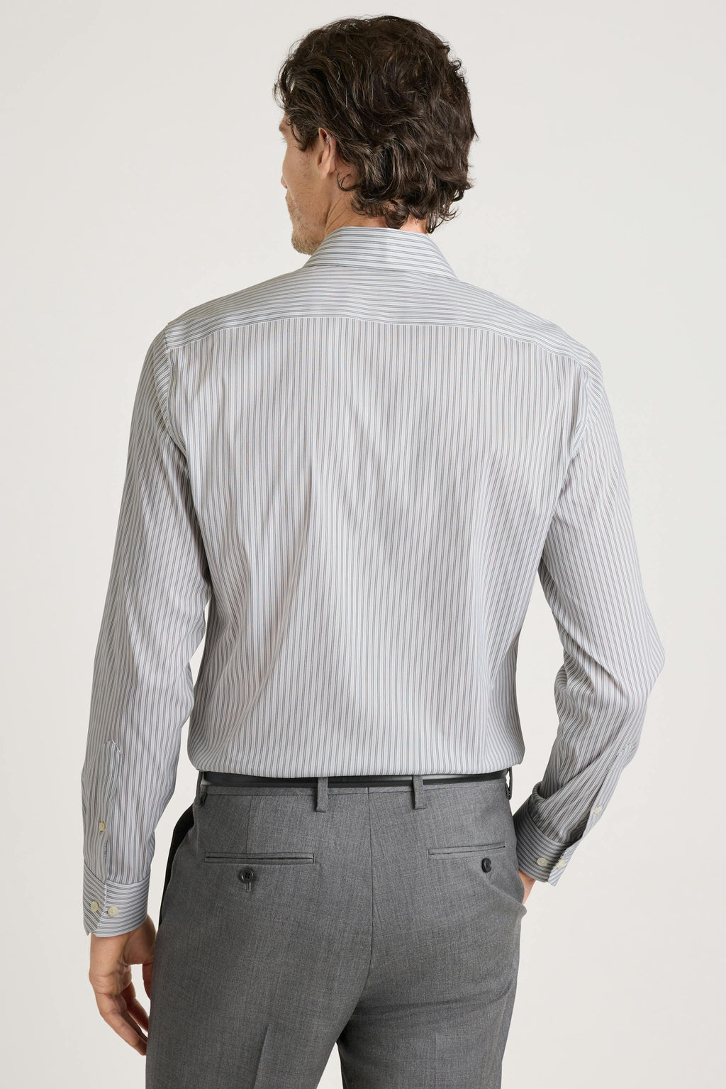 Jetsetter Stretch Dress Shirt - olive grey stripe