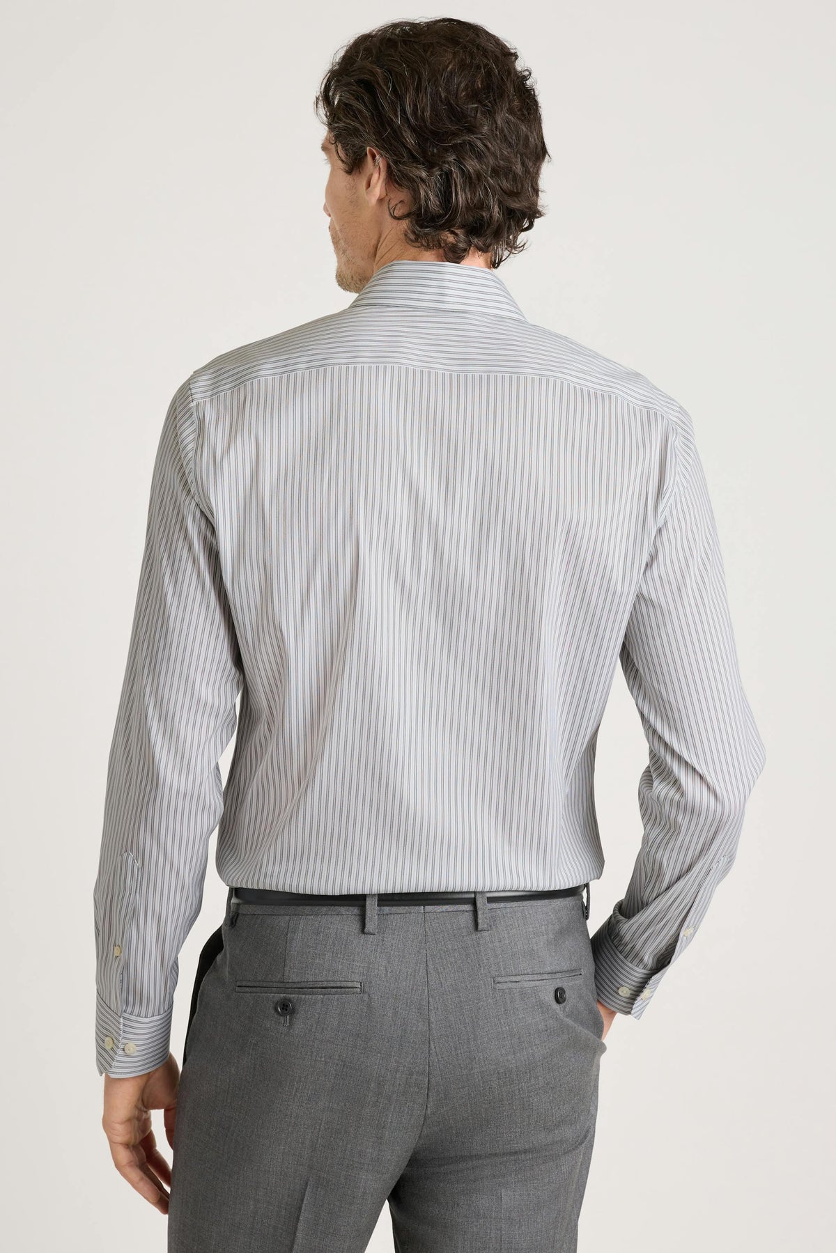 Jetsetter Stretch Dress Shirt - olive grey stripe