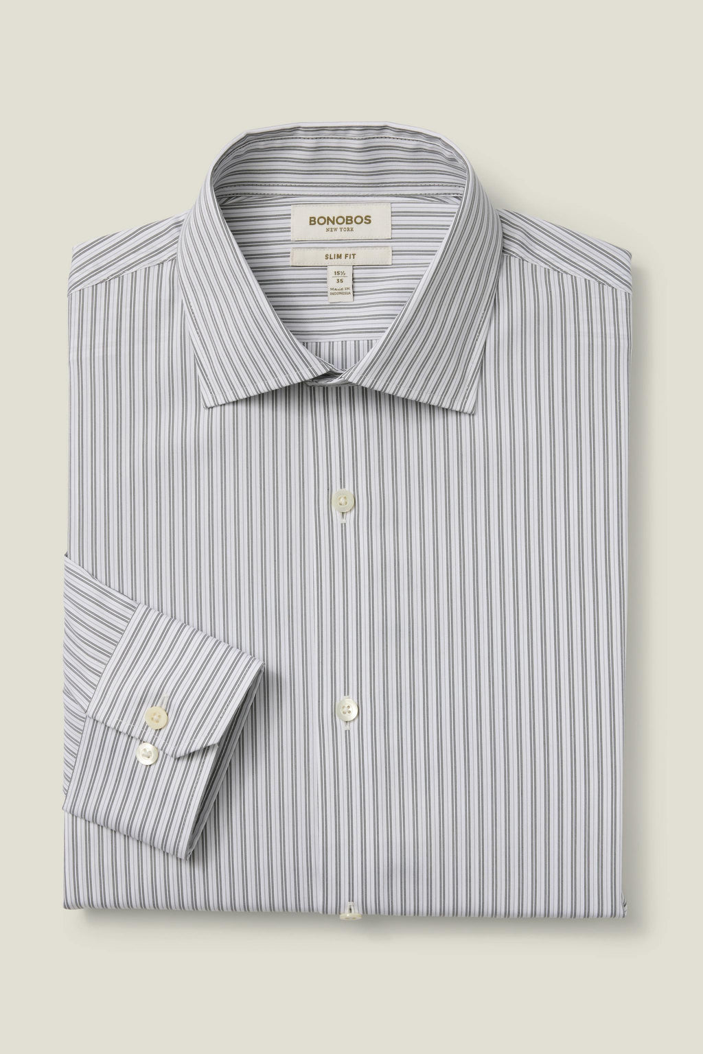 Jetsetter Stretch Dress Shirt - olive grey stripe