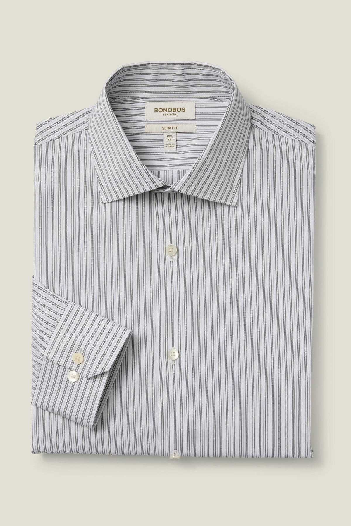 Jetsetter Stretch Dress Shirt - olive grey stripe