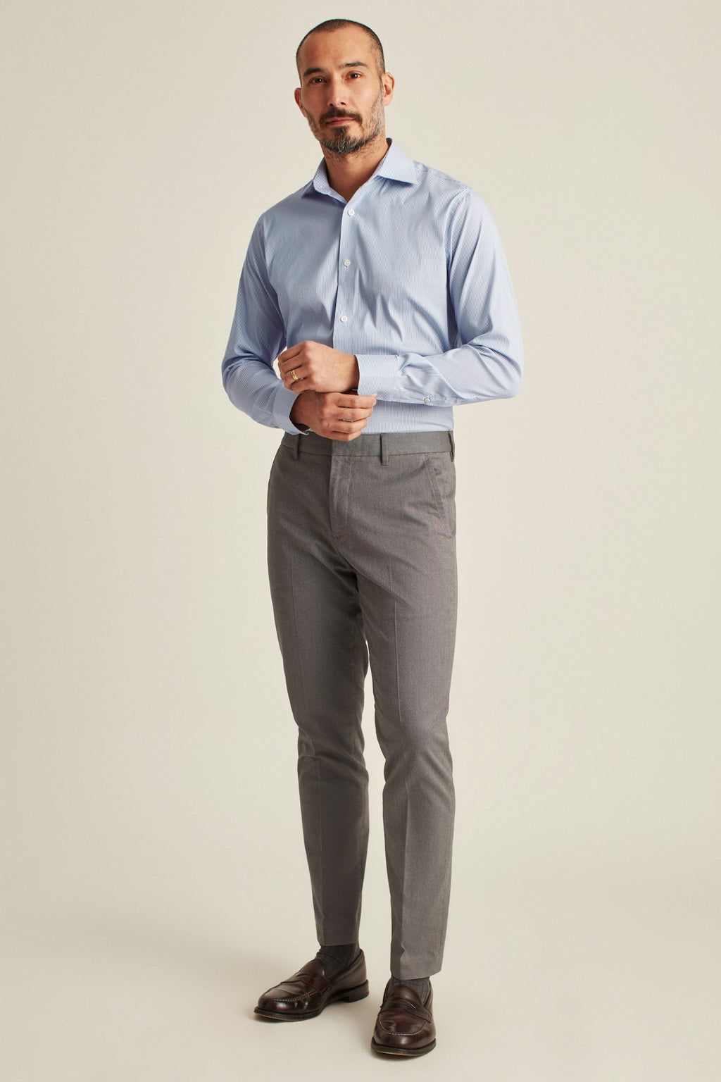 Jetsetter Stretch Dress Shirt Extended Sizes - navy mini check