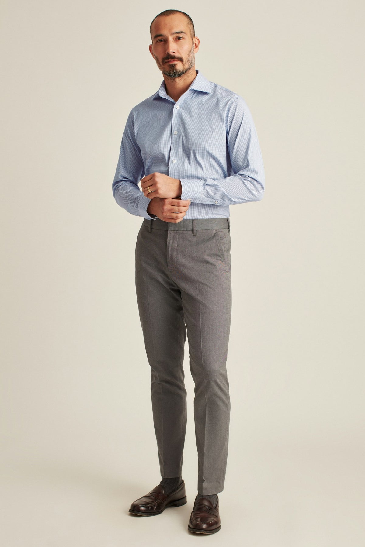 Jetsetter Stretch Dress Shirt Extended Sizes - navy mini check