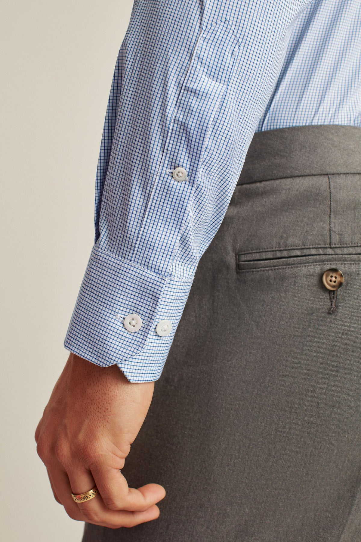 Jetsetter Stretch Dress Shirt Extended Sizes - navy mini check