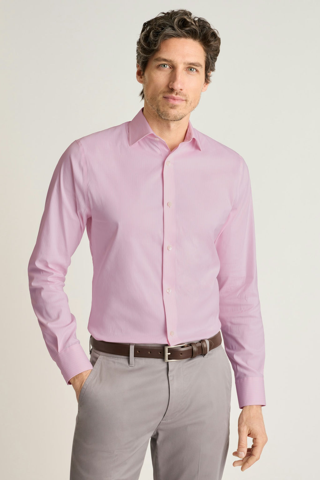 Jetsetter Stretch Dress Shirt - pink sanchez stripe