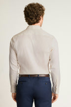 Jetsetter Stretch Dress Shirt - ivory herringbone