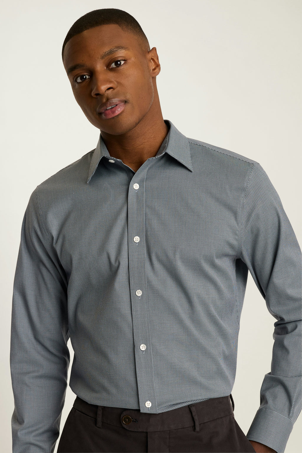 Weekday Warrior Dress Shirt - navy blue micro houndstooth