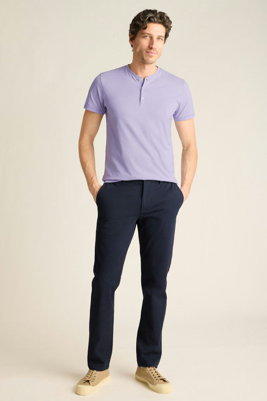 Pima Performance Short Sleeve Henley - light purple