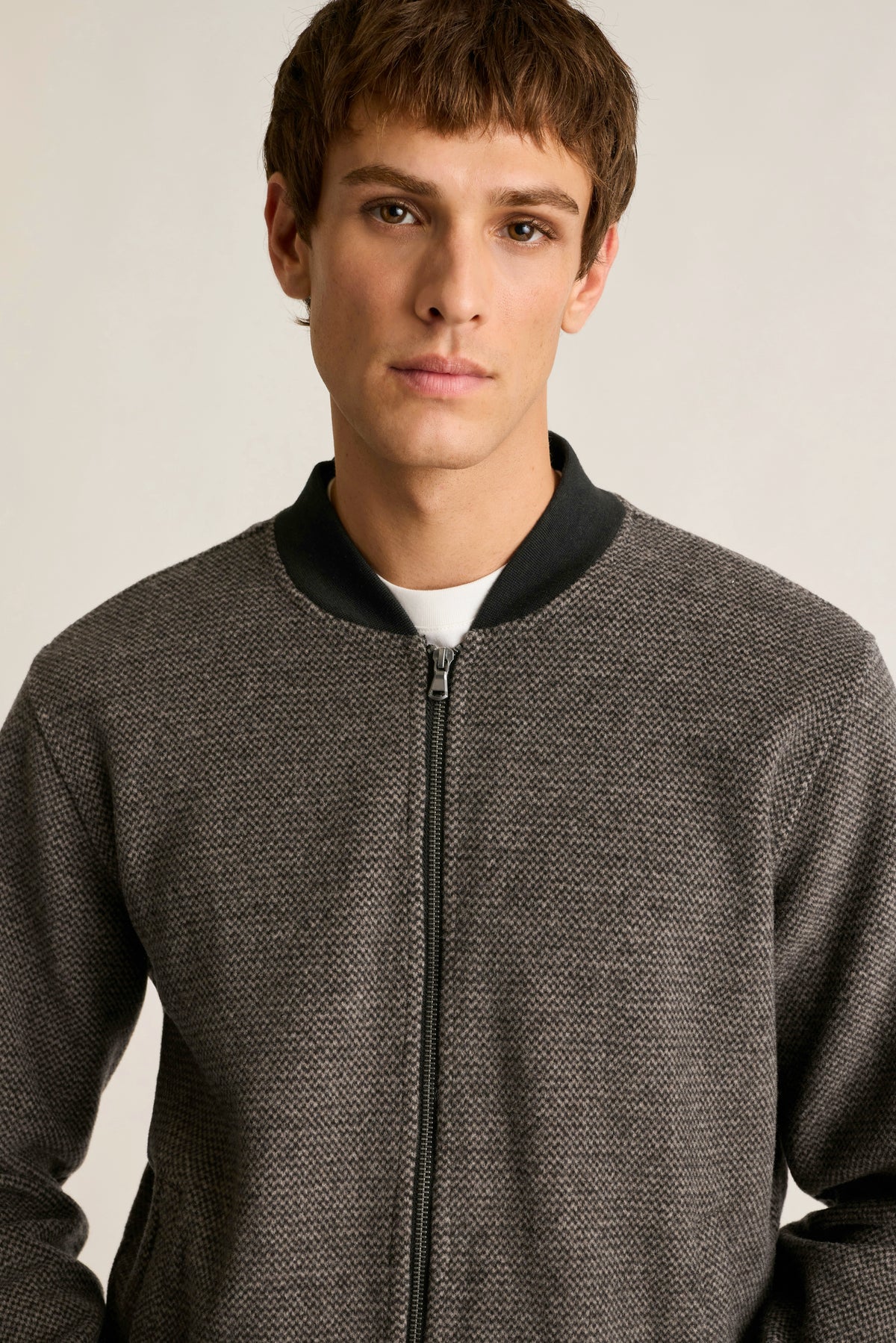 Wool Blend Sweater Bomber
