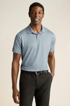 Performance Golf Polo - slate blue green geo