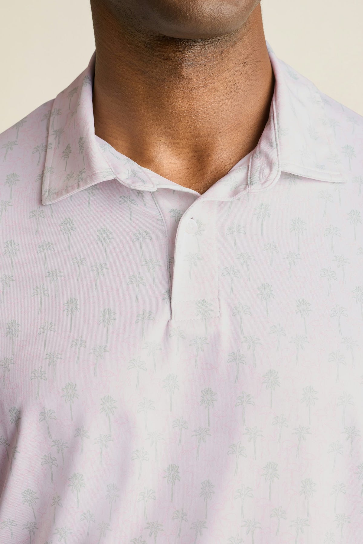 Performance Golf Polo - white flamingo palms