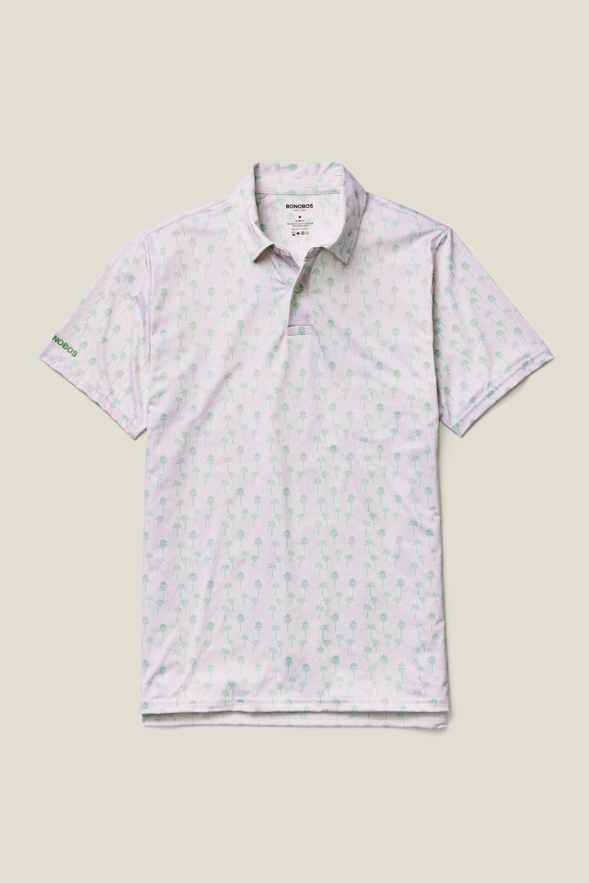 Performance Golf Polo - white flamingo palms