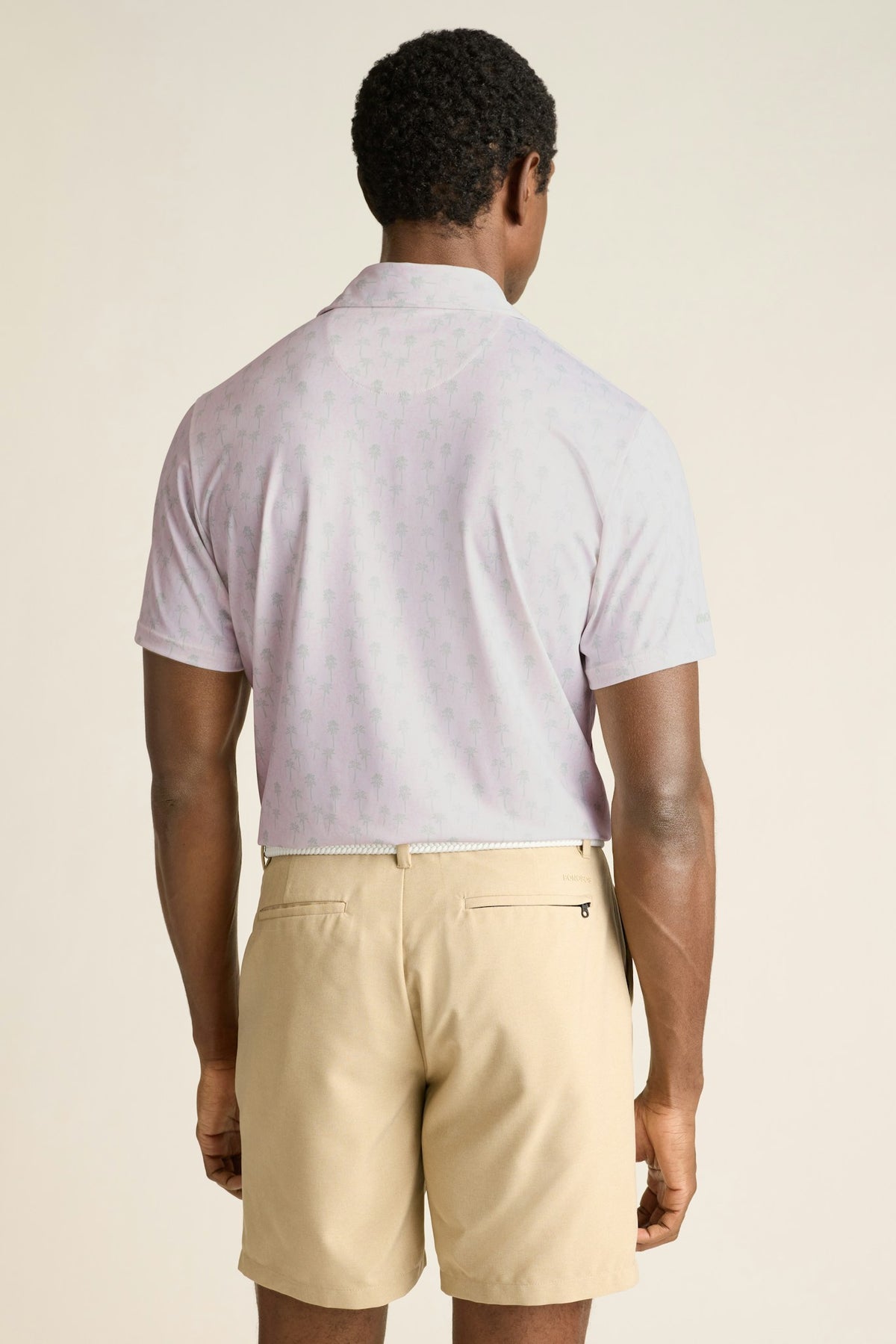 Performance Golf Polo - white flamingo palms