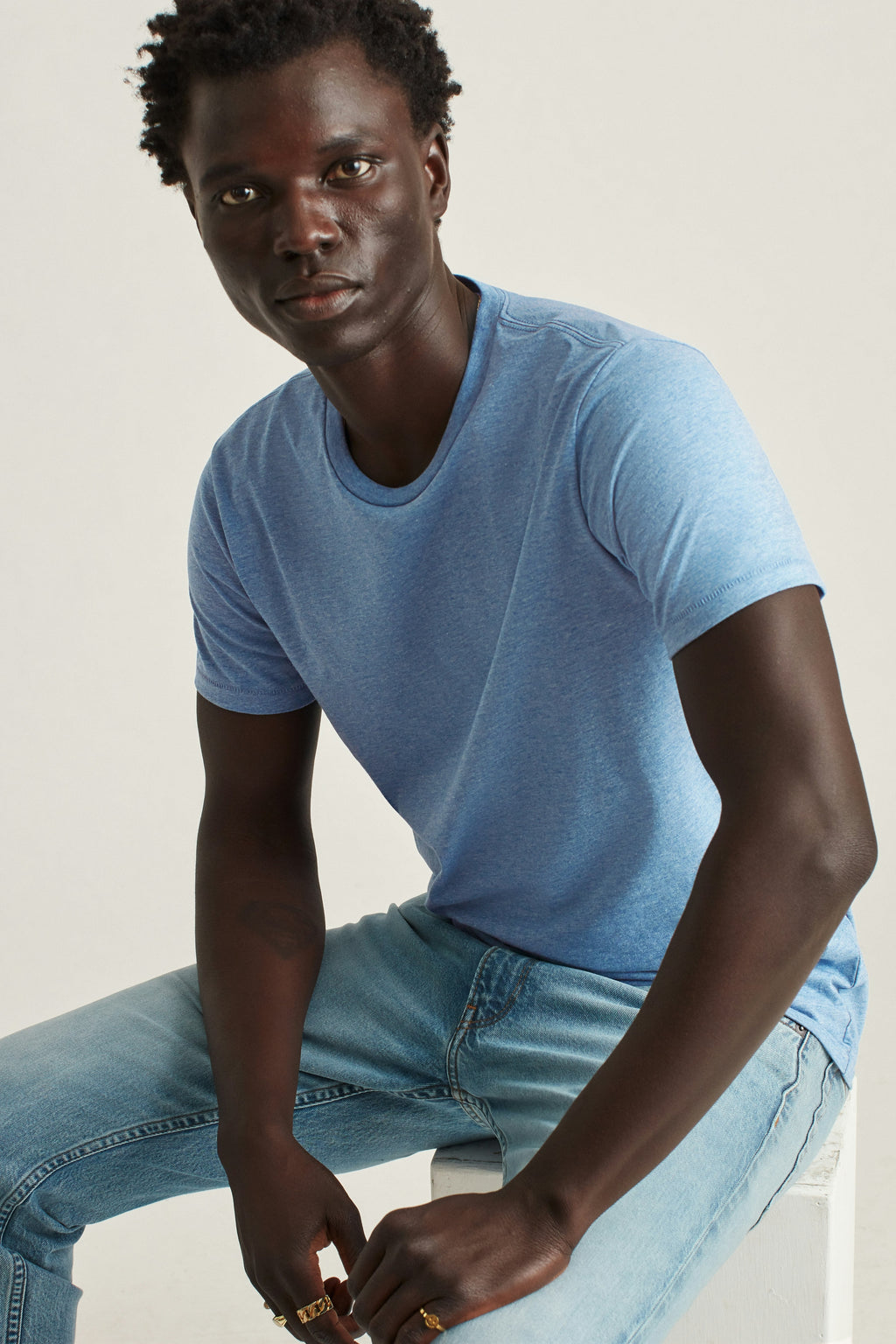 Soft Everyday Tee - heather medium blue