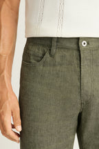 Coastal Linen 5-Pocket Pant - green twill