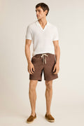 Nomad Short - brown olive leaf embroidery