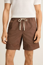 Nomad Short - brown olive leaf embroidery