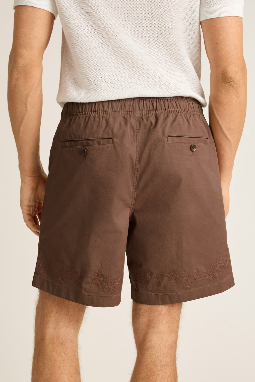 Nomad Short - brown olive leaf embroidery