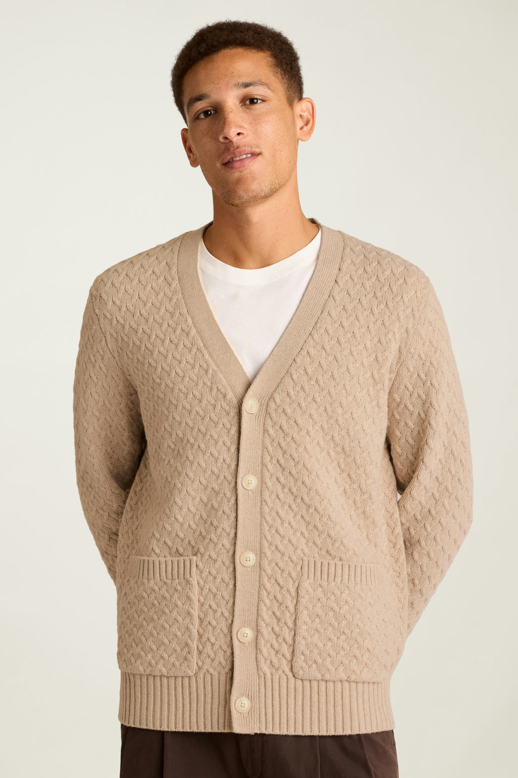 Merino Blend Cable Cardigan