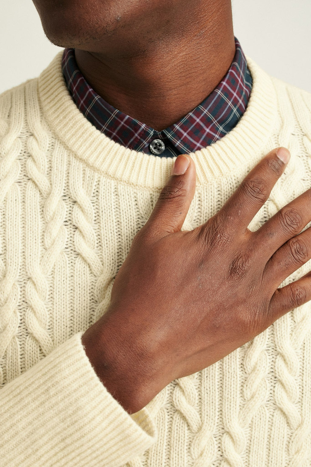 Wool Cable Crew Neck Sweater