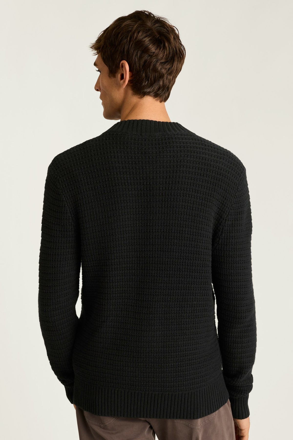 Cotton Cashmere Henley Sweater - black