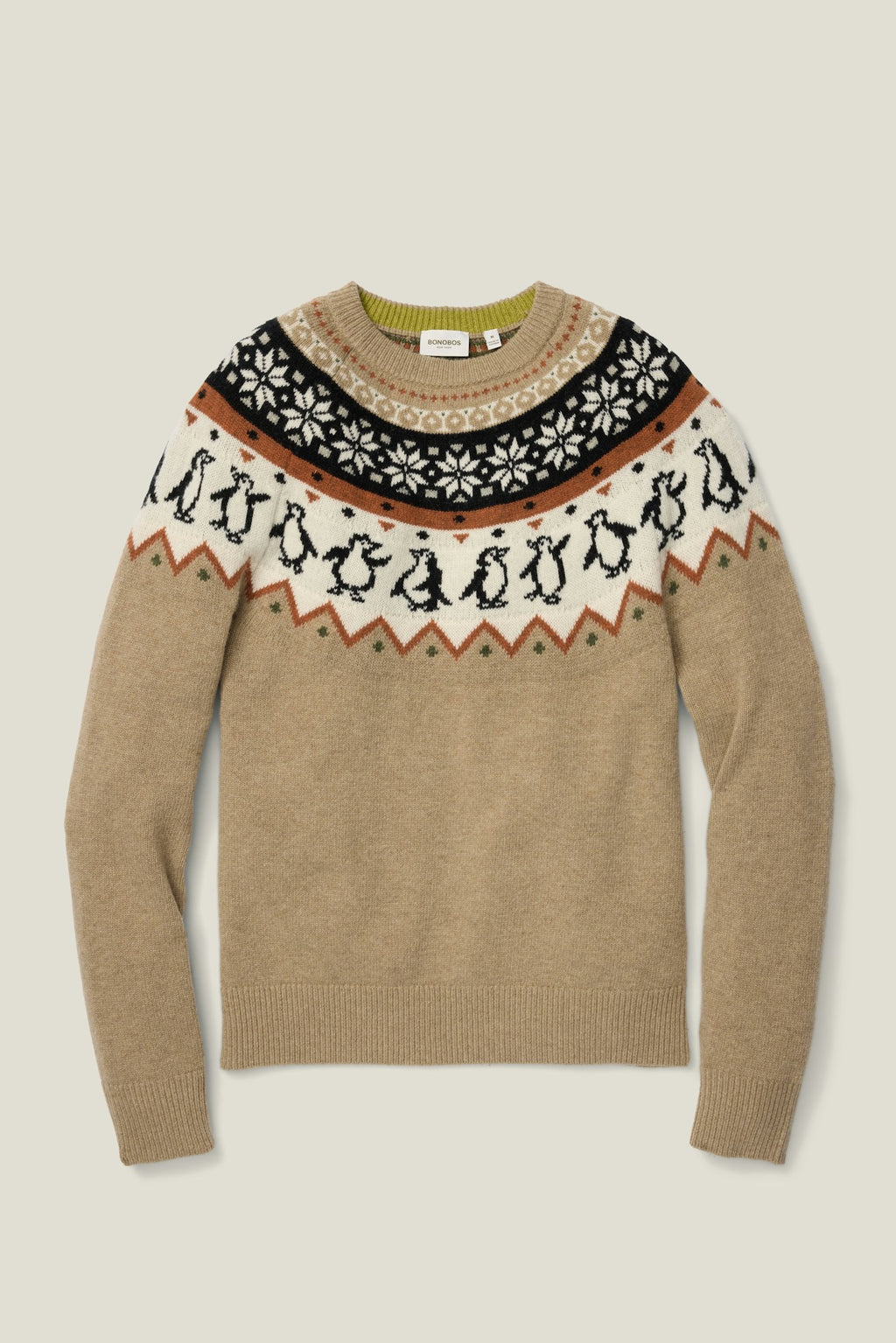Disco Penguin Fair Isle Sweater - winter white multi