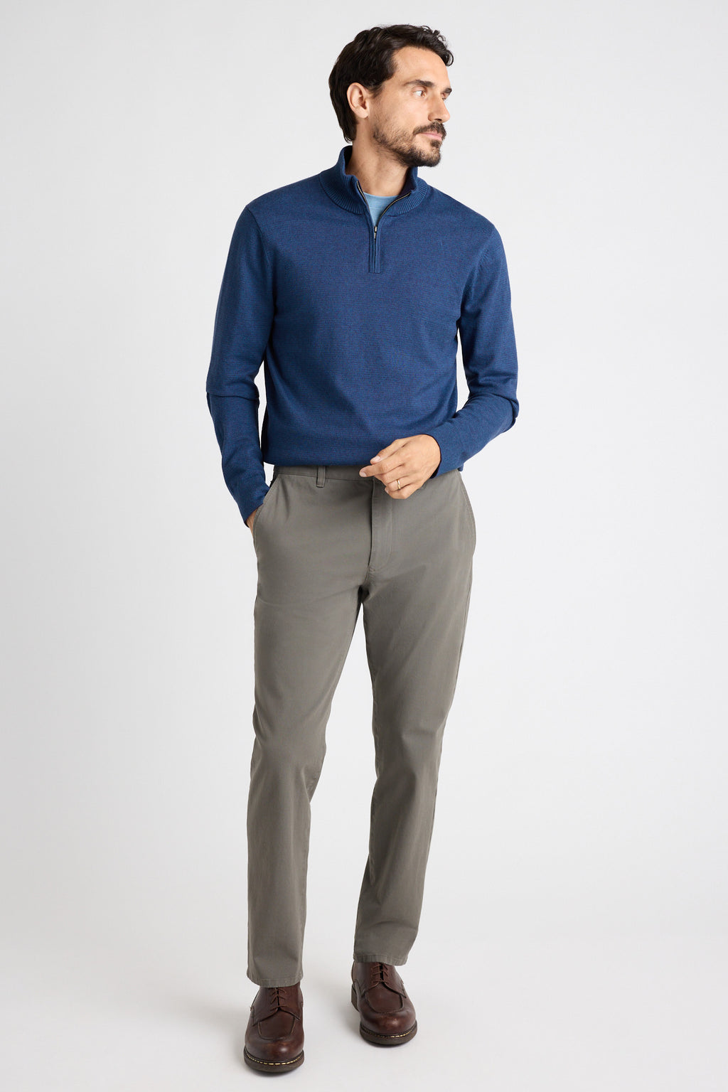 Washable Cotton Cashmere Quarter Zip