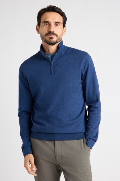 Washable Cotton Cashmere Quarter Zip