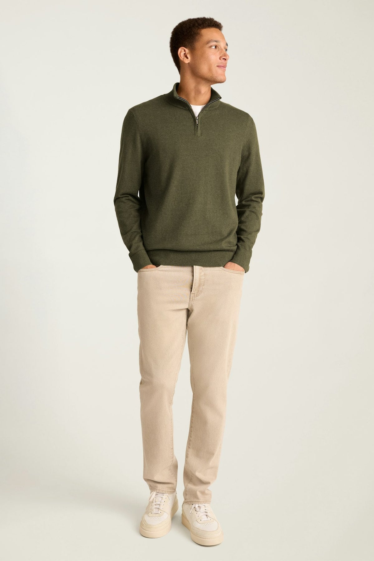 Washable Cotton Cashmere Quarter Zip