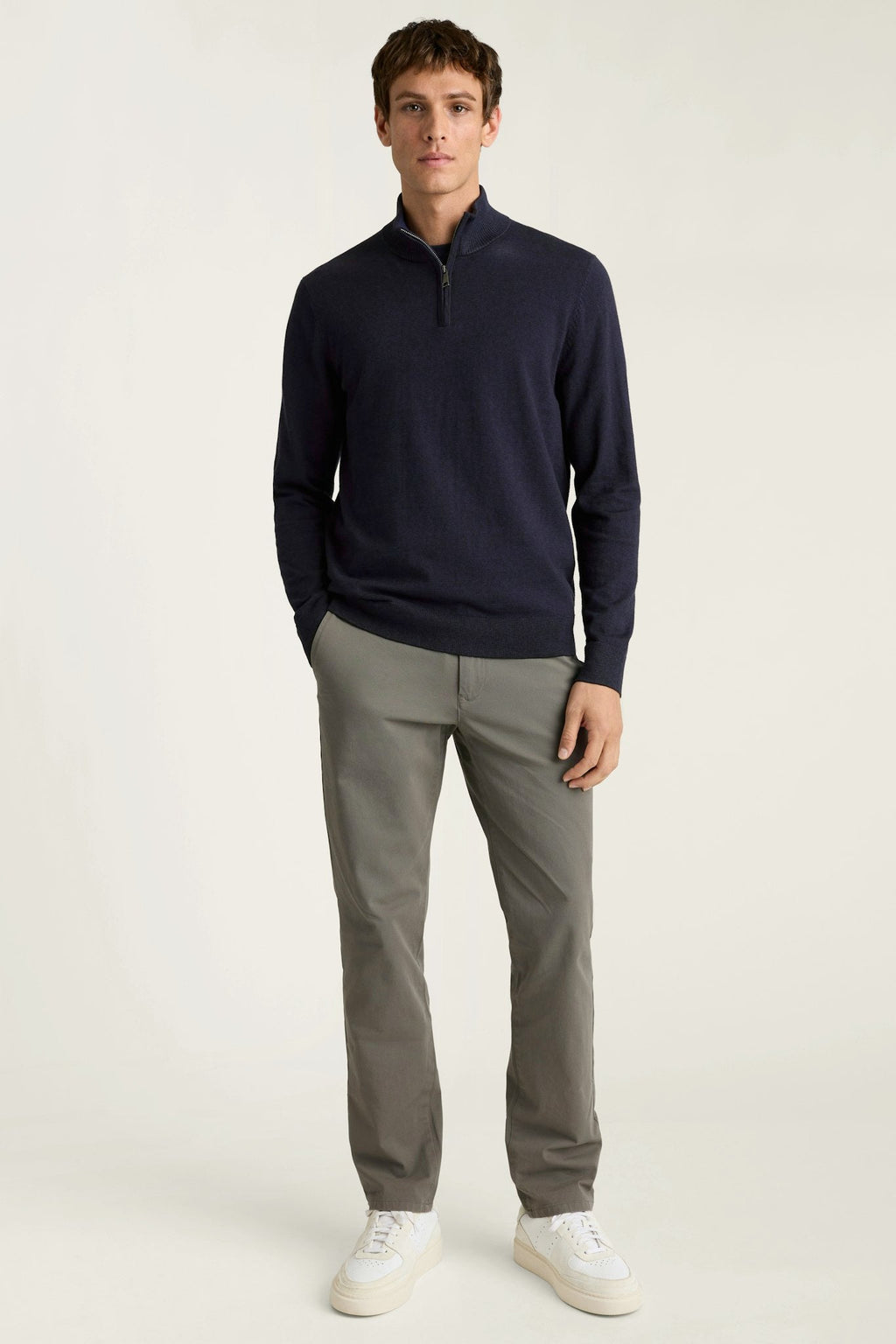 Washable Cotton Cashmere Quarter Zip