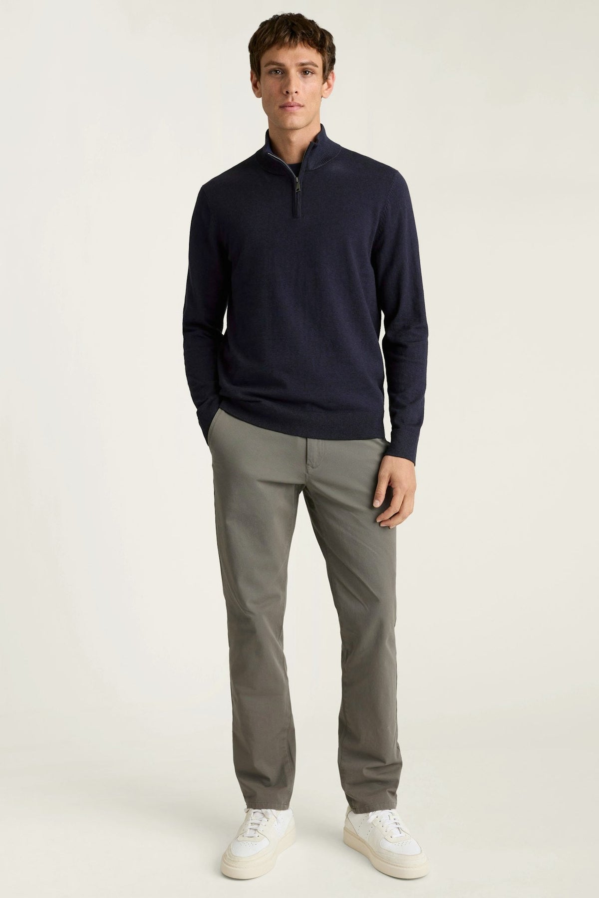Washable Cotton Cashmere Quarter Zip