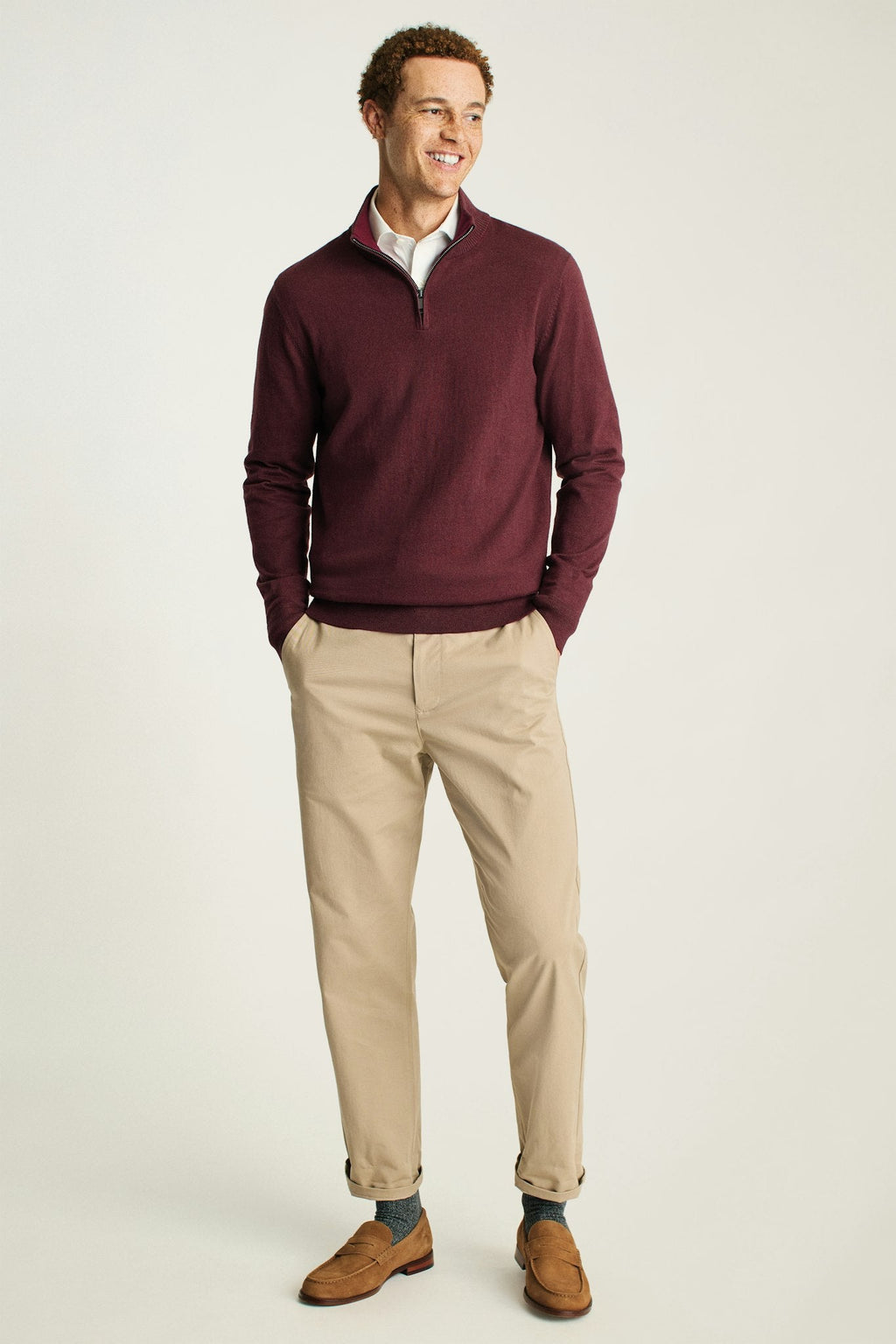 Washable Cotton Cashmere Quarter Zip