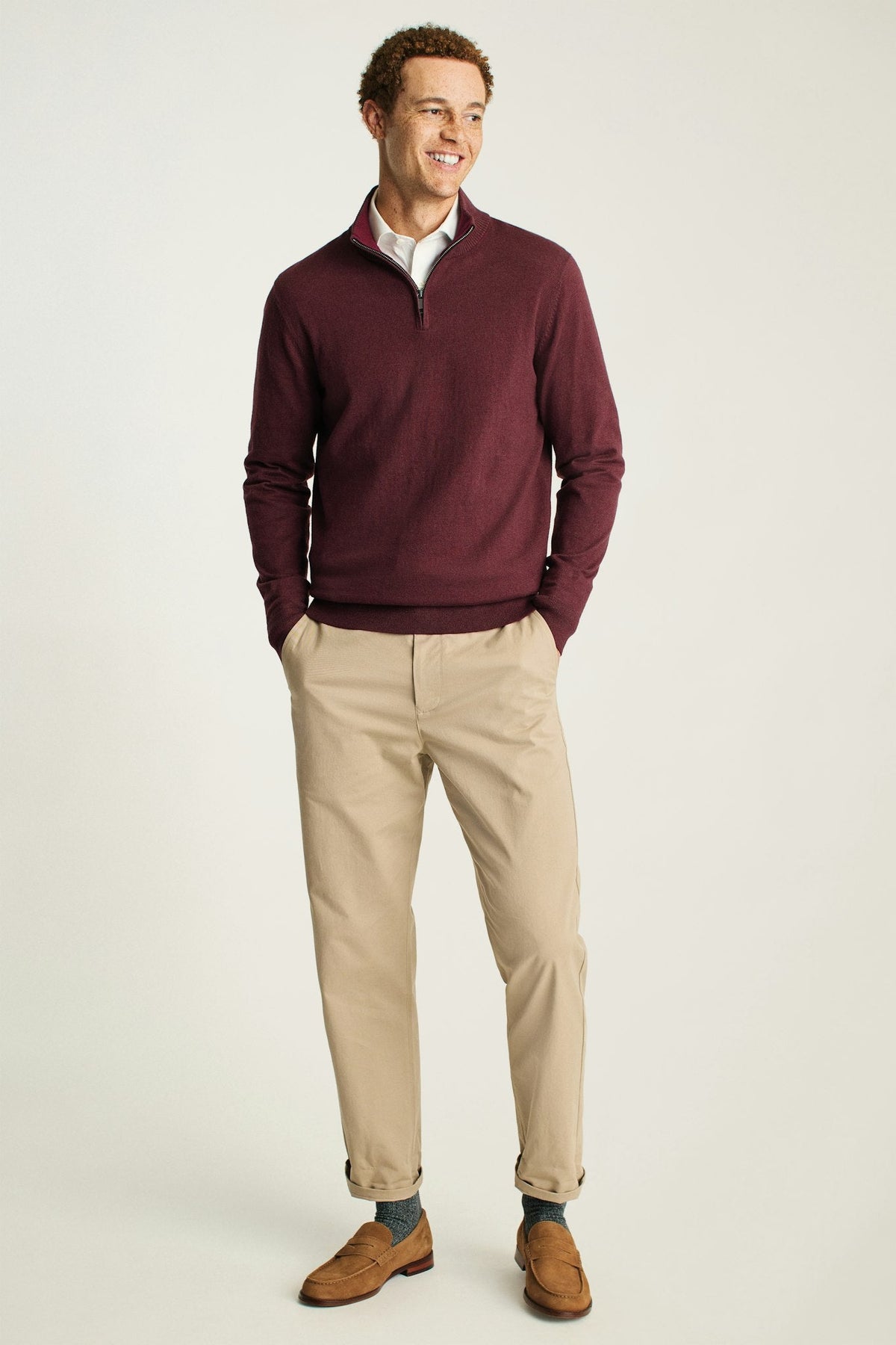 Washable Cotton Cashmere Quarter Zip