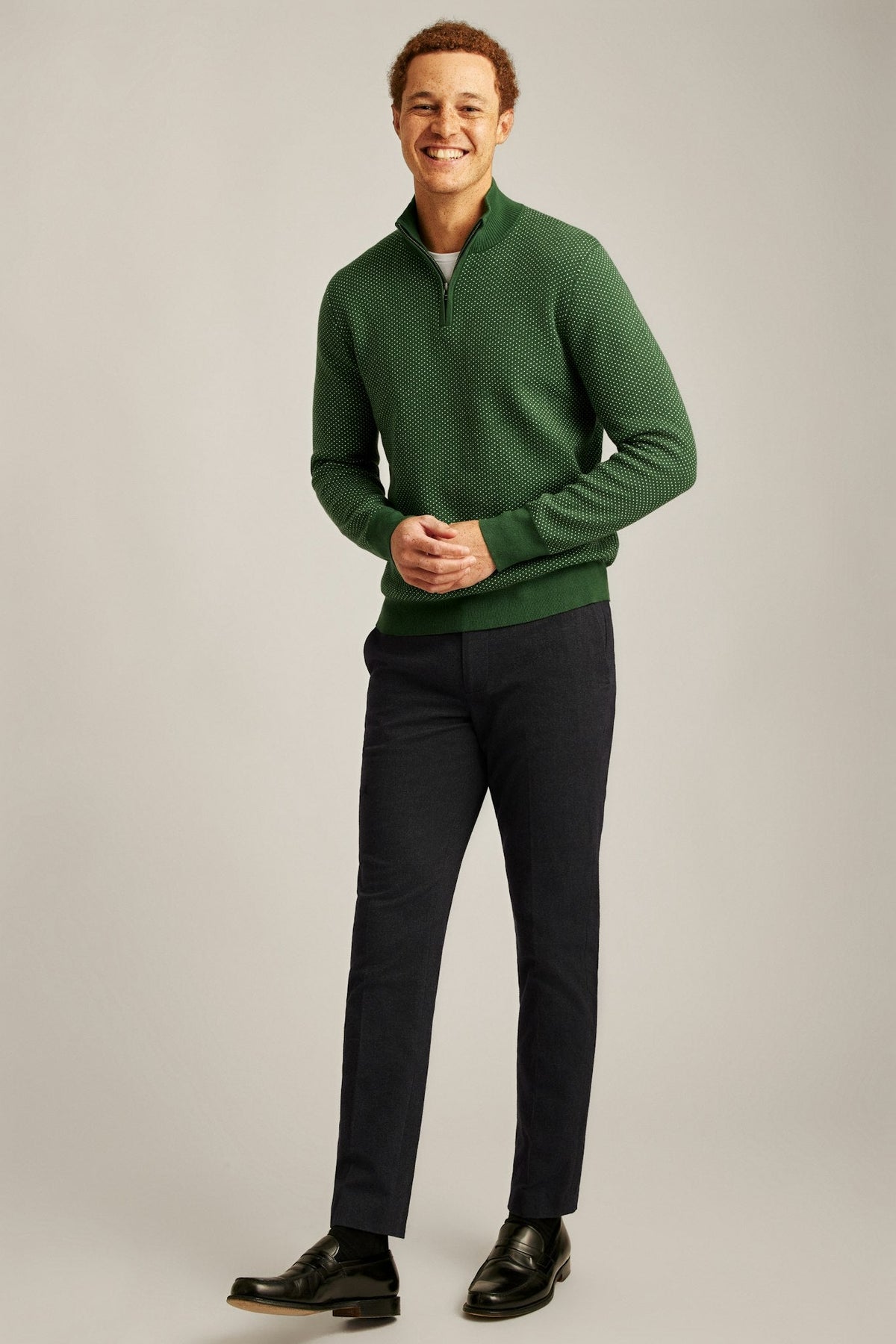 Washable Cotton Cashmere Quarter Zip