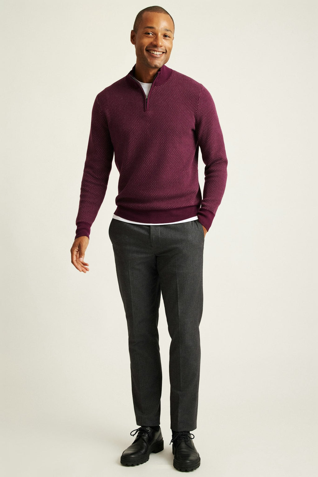 Washable Cotton Cashmere Quarter Zip