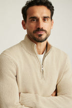 Cotton Linen Half Zip Sweater
