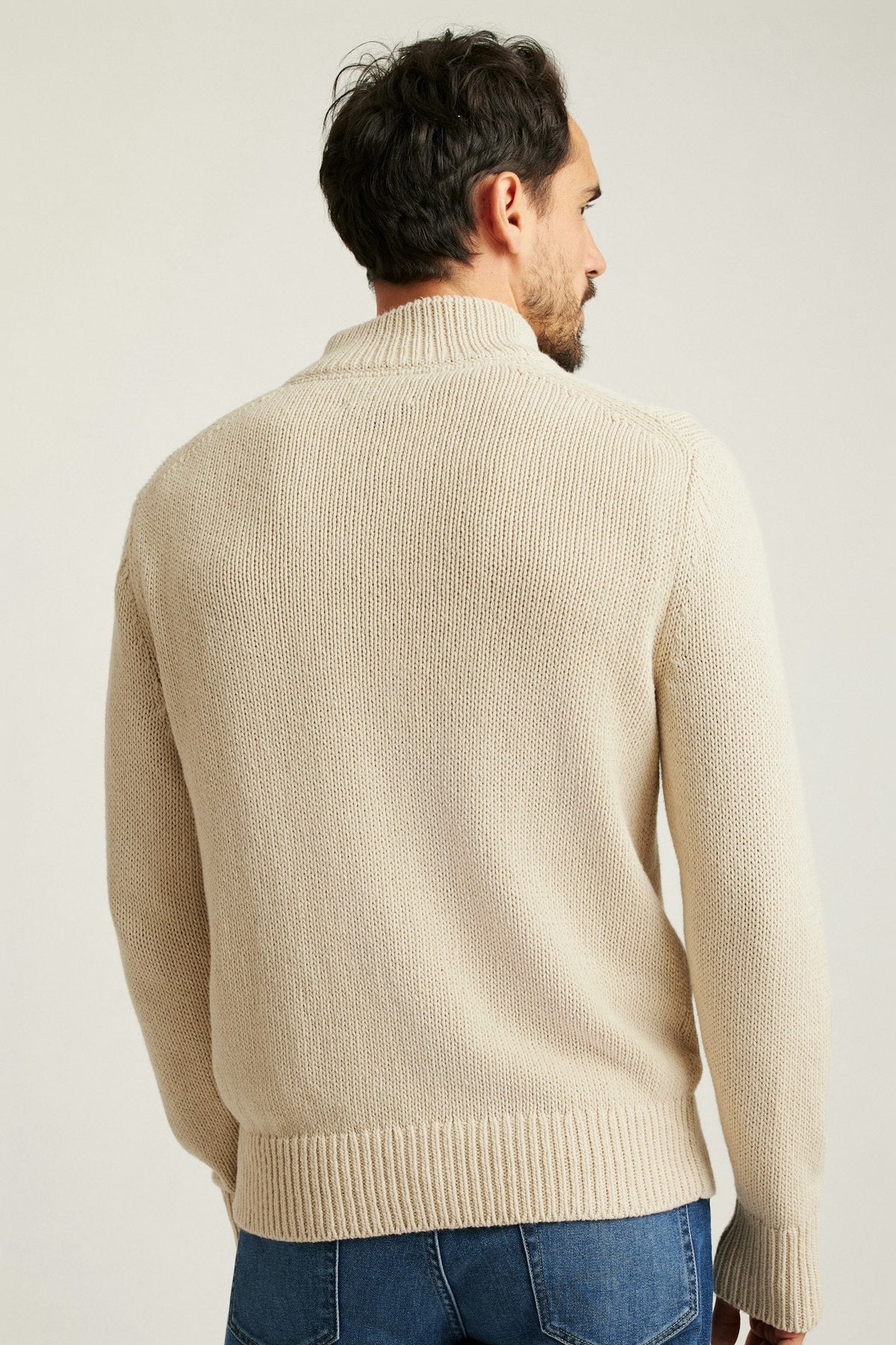 Cotton Linen Half Zip Sweater