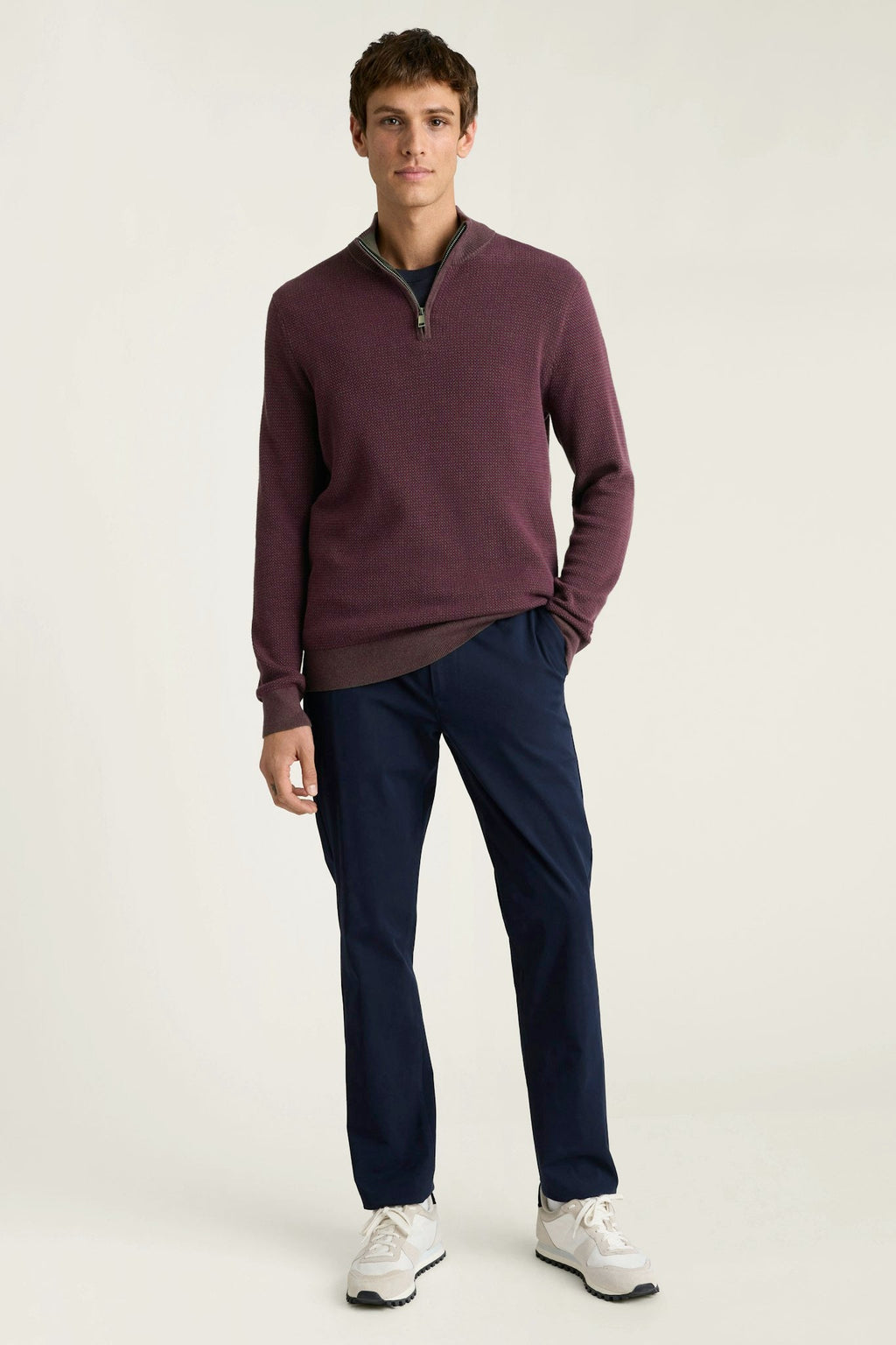 Washable Cotton Cashmere Quarter Zip