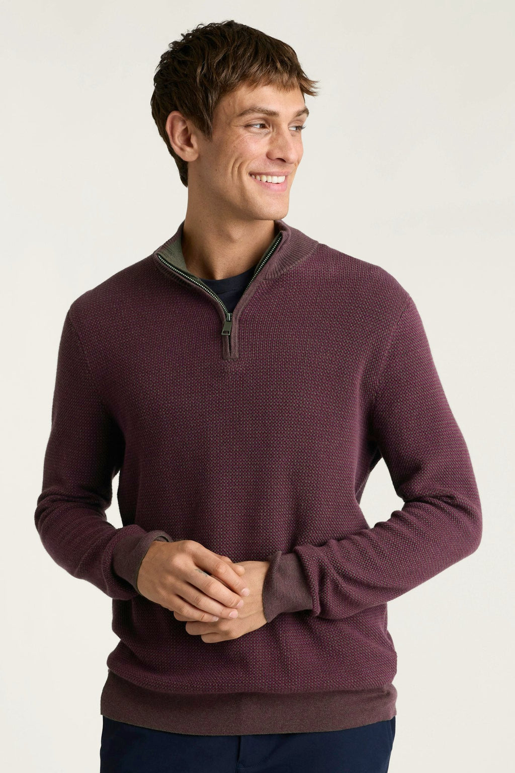 Washable Cotton Cashmere Quarter Zip
