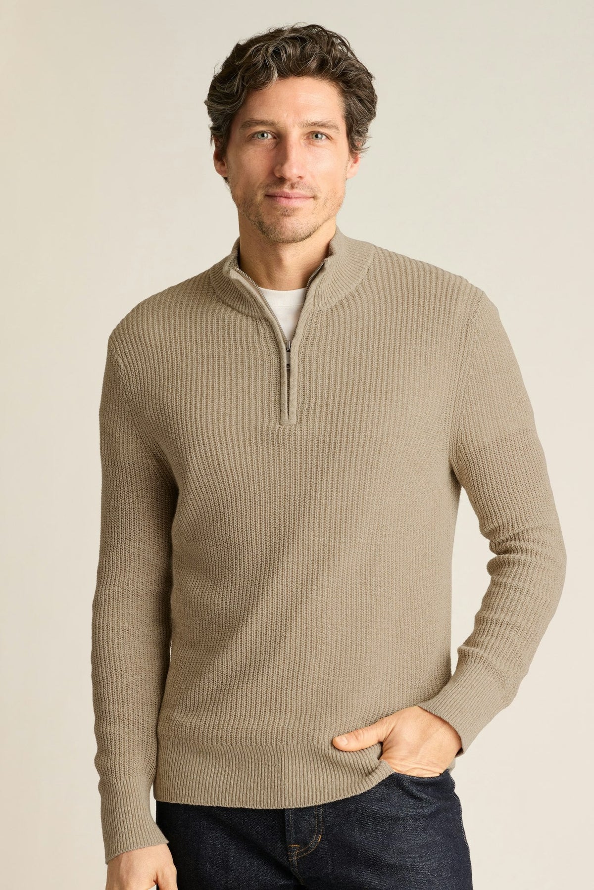 Italian Linen Cotton Quarter Zip