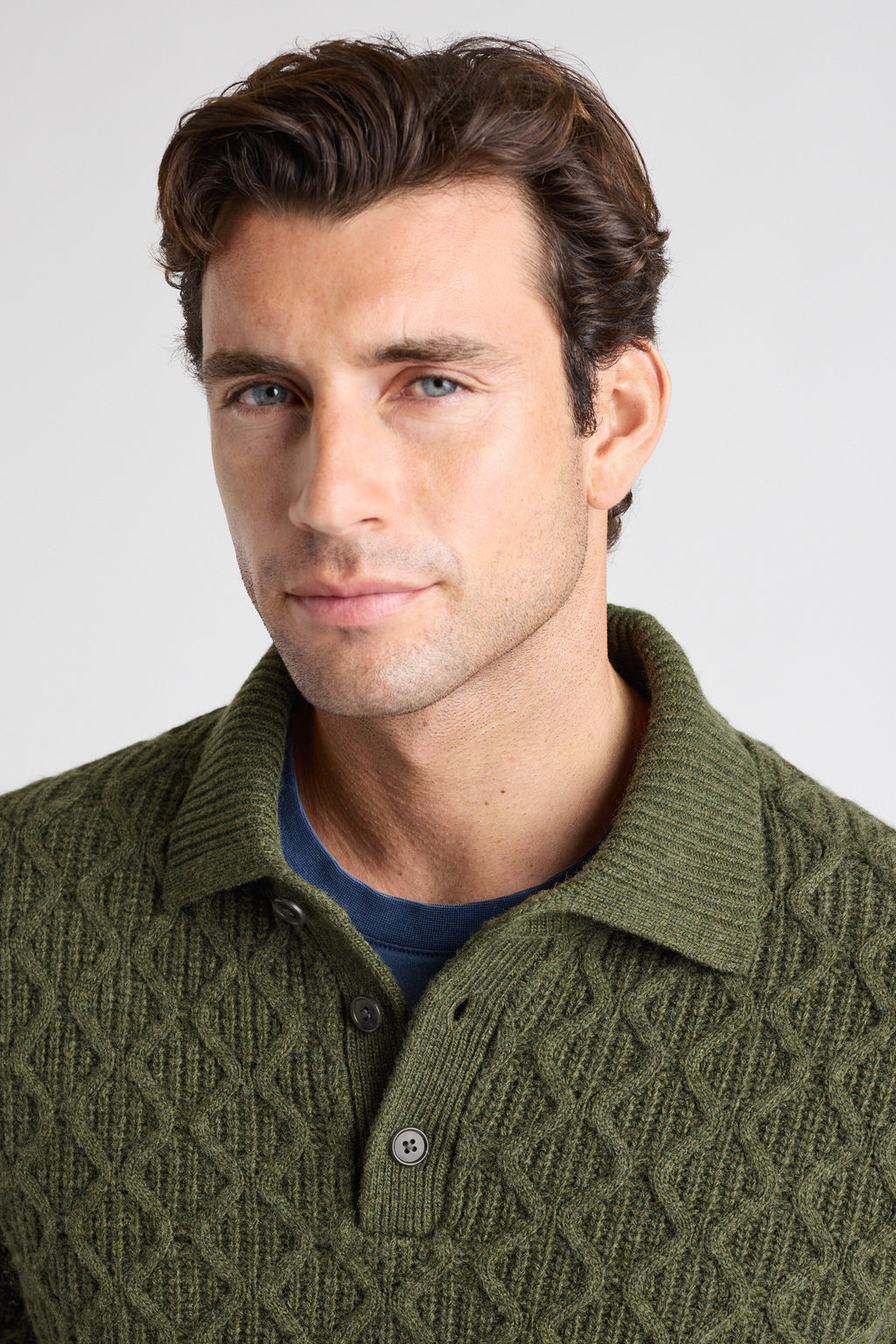 Wool Cable Sweater Polo