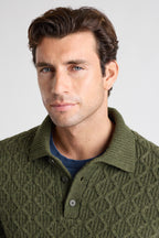 Wool Cable Sweater Polo