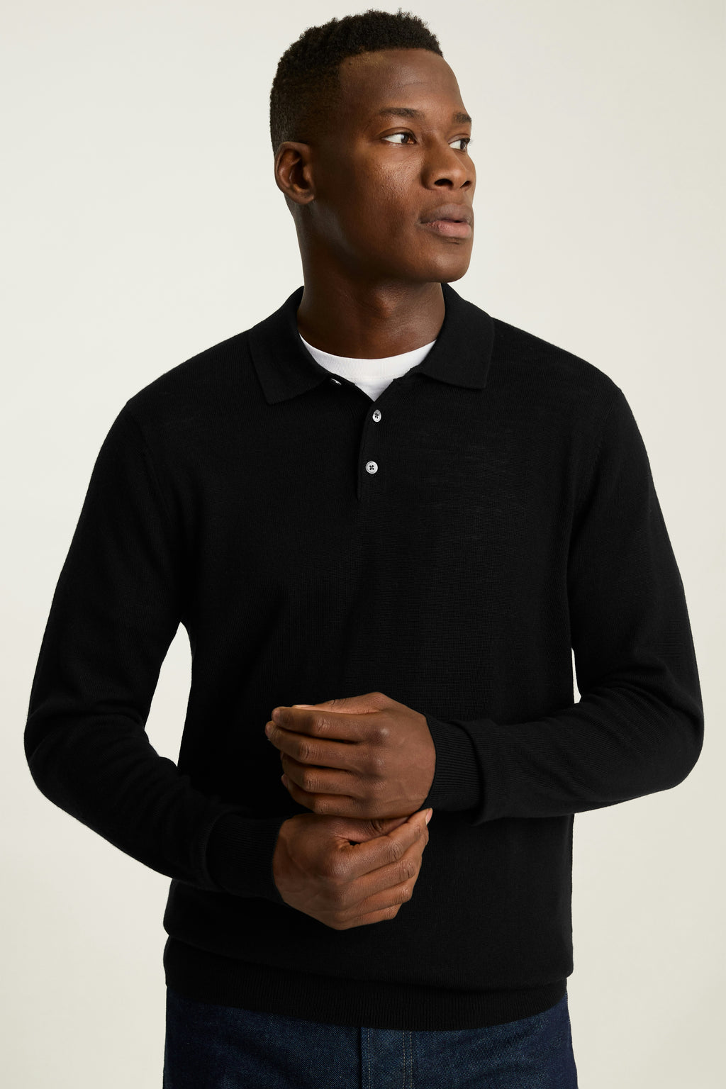 Merino Long Sleeve Sweater Polo