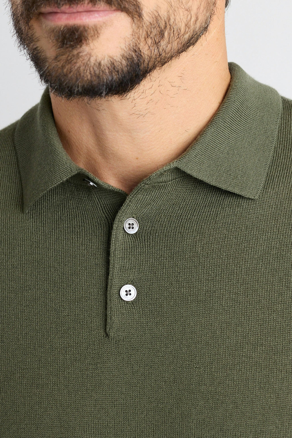 Washable Merino Long Sleeve Sweater Polo