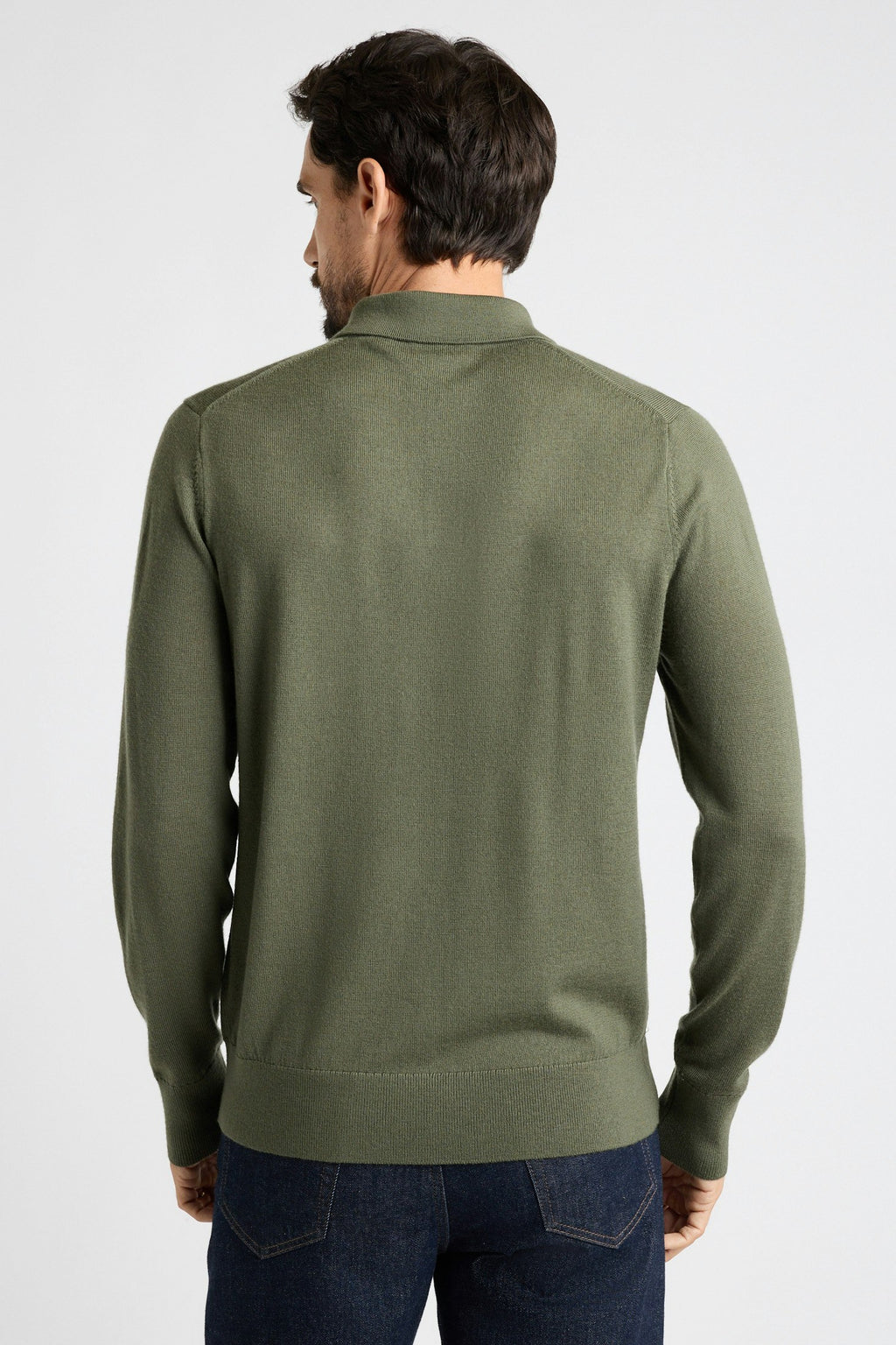 Washable Merino Long Sleeve Sweater Polo