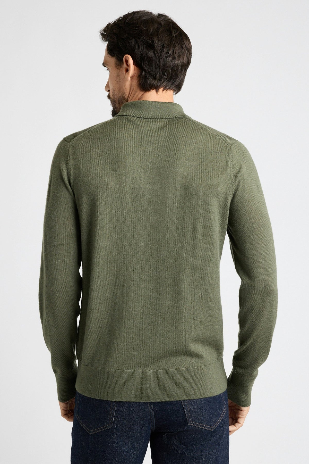 Washable Merino Long Sleeve Sweater Polo